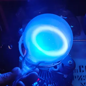 Indium (In) glowing plasma discharge, photo 3 of 5