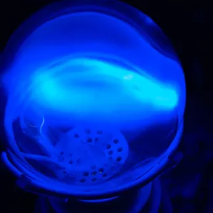 Bismuth (Bi) glowing plasma discharge, photo 3 of 12